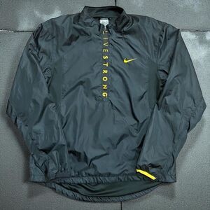 Nike FitDry Vintage Y2K Livestrong Black Yellow 1/4 Zip Windbreaker Jacket M